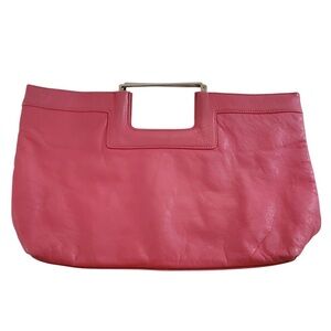 AC01 * Banana Republic Leather Handbag Bubblegum Pink Metal Square Handles